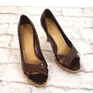 Fioni Faux-Crocodile Peep-toe Heels size 7.5W